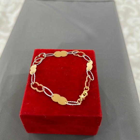 Other - Stylish and Durable Two-Tone Gold and Silver Chain Link Bracelet for Men Womens